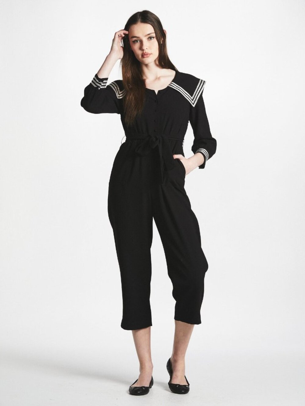 Sailor Jumpsuit in Black from L'École Des Femmes - Size Medium - Women's
